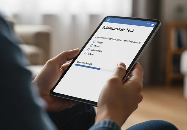 Person taking confidential schizophrenia risk assessment