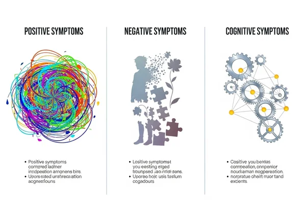 Infographic showing positive, negative, and cognitive symptoms.
