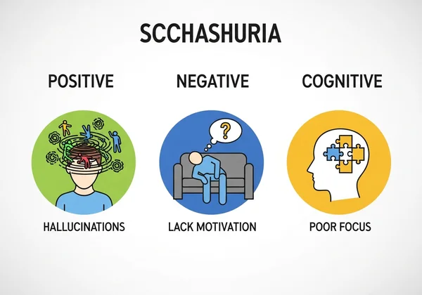 Diagram showing positive, negative, cognitive symptoms