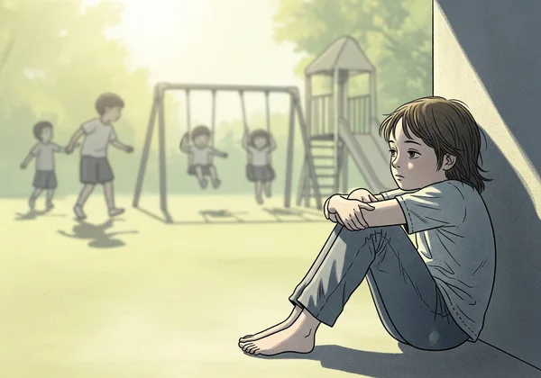 Illustration of a child showing early schizophrenia signs