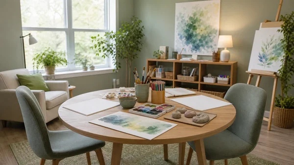 Calm art therapy studio