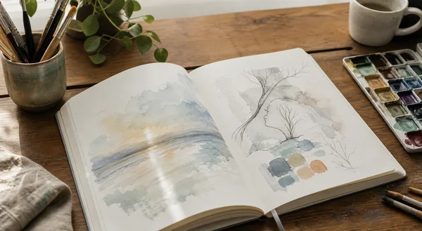 Art journal with calm reflection