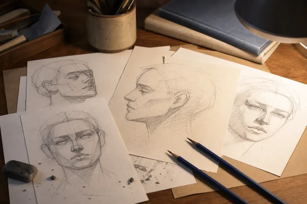 Self portrait study on a quiet desk