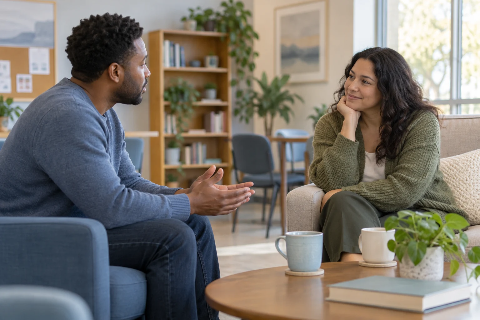 Calm support conversation