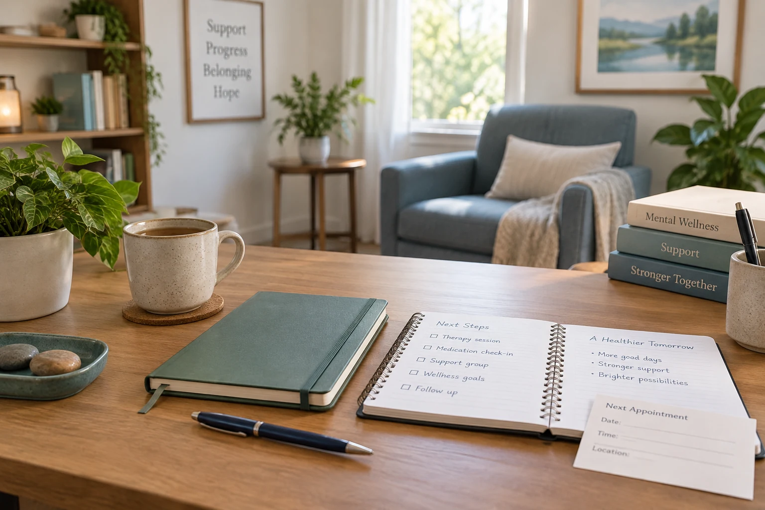 Calm therapy planning desk
